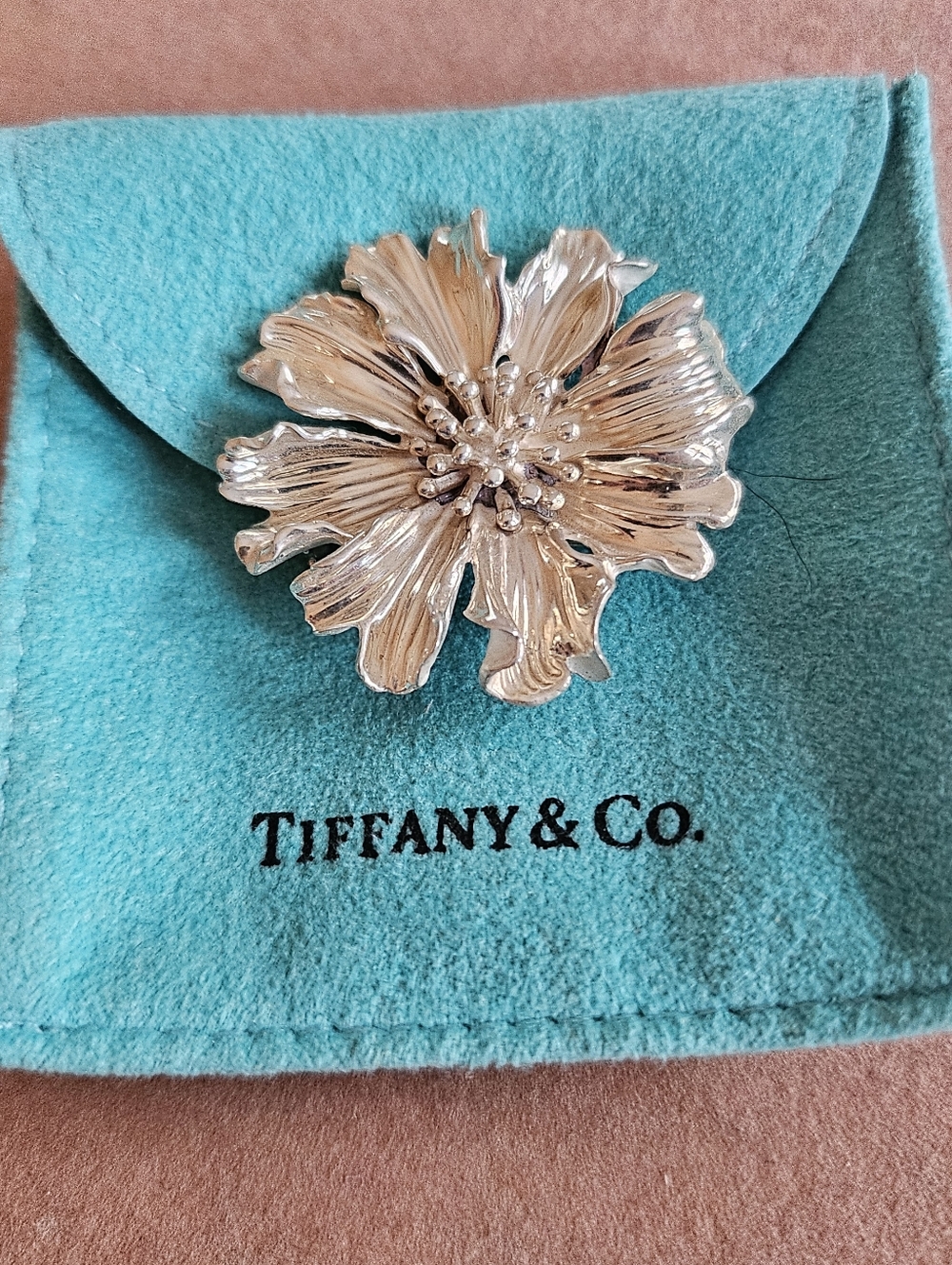 Tiffany & Co. Vintage Marigold Flower 925 Sterling Silver Brooch